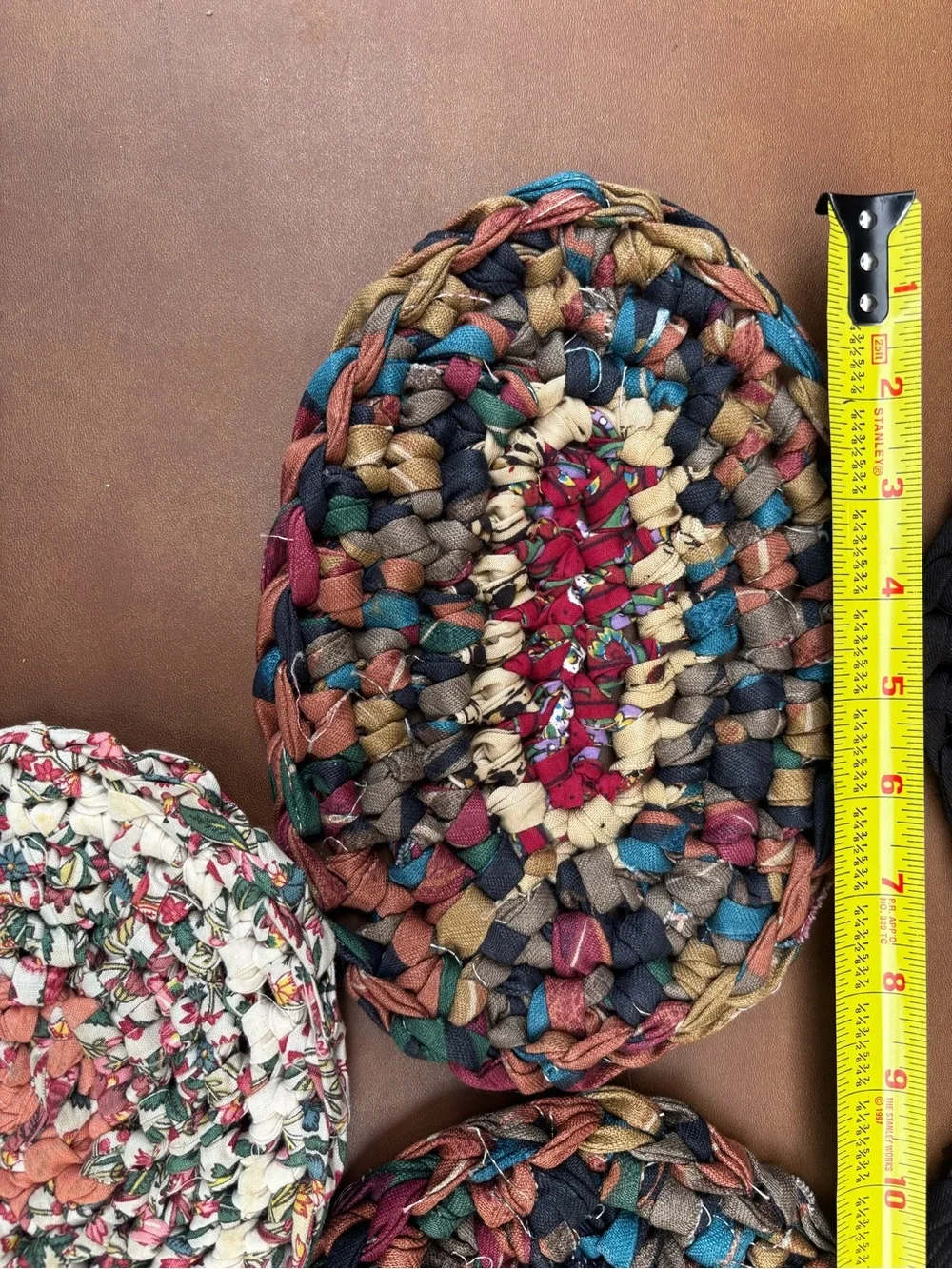 Set Of 9 Vintage Woven Braided Rug Trivets Hot Pads Granny Kitchen farmhouse